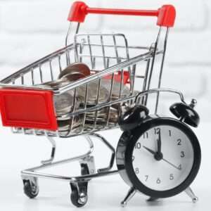 Time, e-commerce, saving and shopping concept